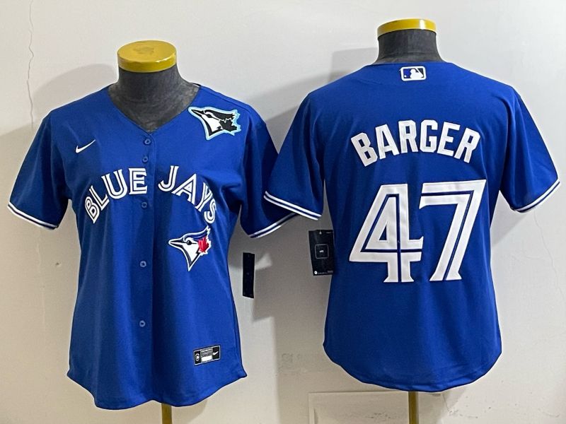 Women 2025 Nike Toronto Blue Jays #47 Barger Blue Game MLB Jersey 02->women mlb jersey->Women Jersey
